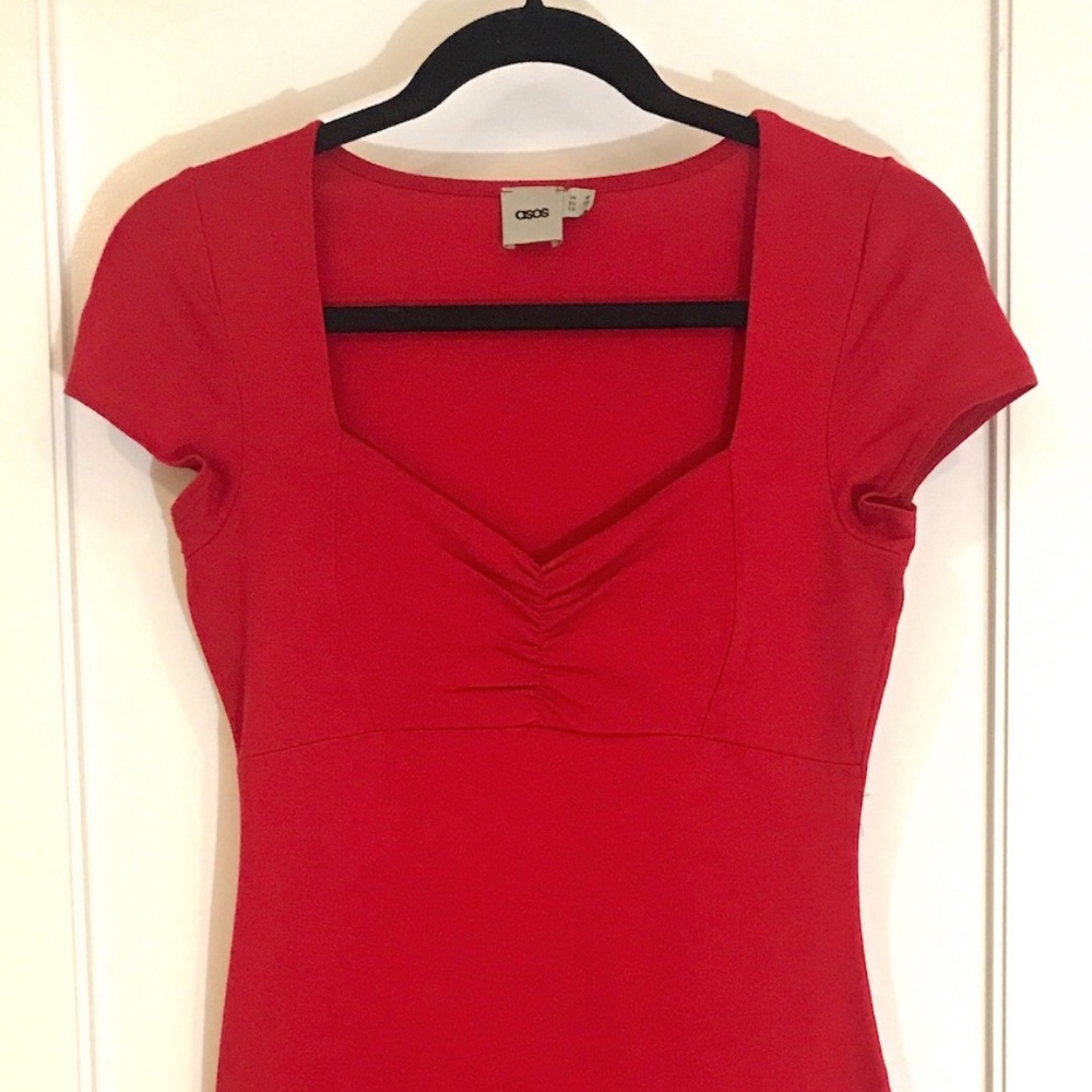 Red Dress with Sweatheart Neckline